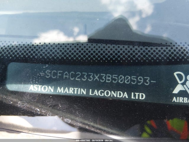 Продажа на аукционе авто 2003 Aston Martin Vanquish V12, vin: SCFAC233X3B500593, номер лота: 45887060