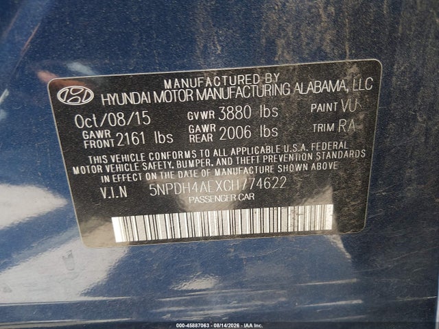 Aukcja sprzedaży 2016 Hyundai Elantra Se, vin: 5NPDH4AEXGH774622, numer aukcji: 45887063