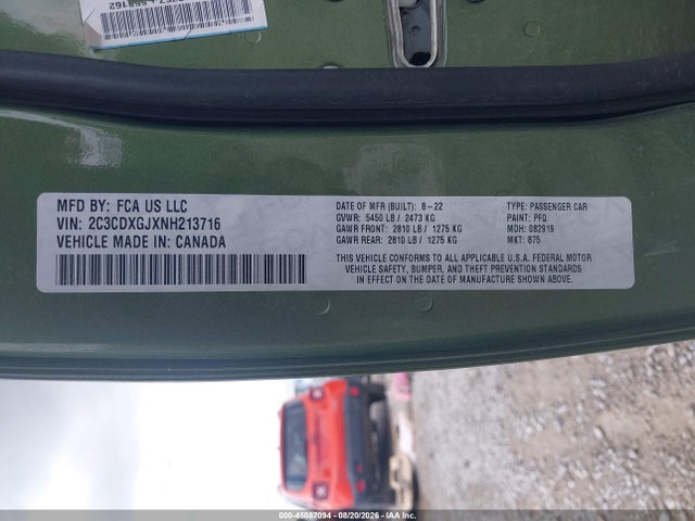 45887094 :رقم المزاد ، 2C3CDXGJXNH213716 vin ، 2022 Dodge Charger Scat Pack مزاد بيع