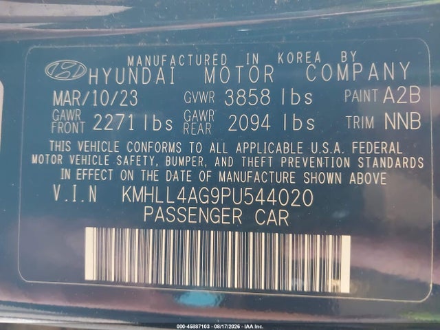 Продаж на аукціоні авто 2023 Hyundai Elantra Se, vin: KMHLL4AG9PU544020, номер лоту: 45887103