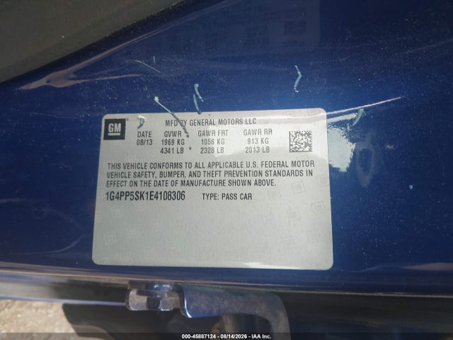 45887124 :رقم المزاد ، 1G4PP5SK1E4108306 vin ، 2014 Buick Verano مزاد بيع