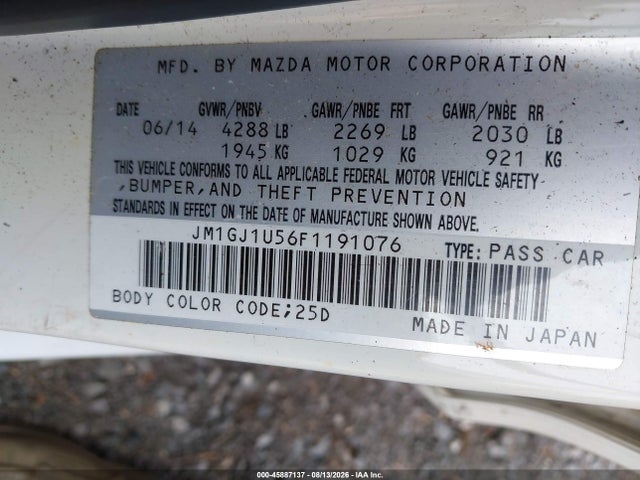 Продаж на аукціоні авто 2015 Mazda Mazda6 I Sport, vin: JM1GJ1U56F1191076, номер лоту: 45887137