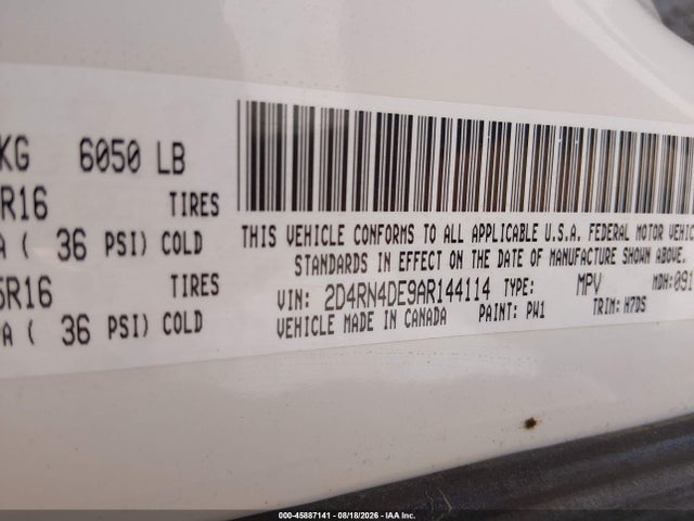 2010 Dodge Grand Caravan Se მანქანა იყიდება აუქციონზე, vin: 2D4RN4DE9AR144114, აუქციონის ნომერი: 45887141