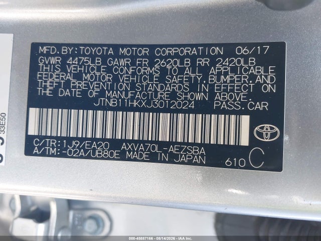 JTNB11HKXJ3012024 Toyota CAMRY SE