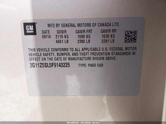 Chevrolet IMPALA LS 2015 2G11Z5SL5F9143225 Image 9