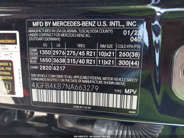 Продаж на аукціоні авто 2022 Mercedes-benz Gle 350 4matic, vin: 4JGFB4KB7NA663279, номер лоту: 45887270