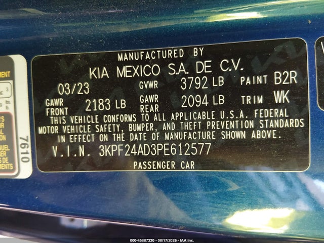 KIA Forte Lxs 2023 3KPF24AD3PE612577 Image 9