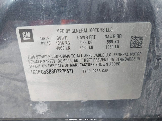Продаж на аукціоні авто 2013 Chevrolet Cruze 1lt Auto, vin: 1G1PC5SB8D7276577, номер лоту: 45887368