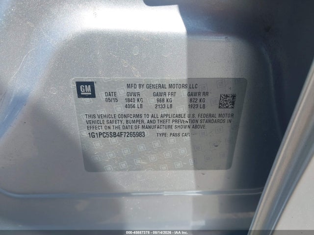 1G1PC5SB4F7265983 Chevrolet Cruze 1lt Auto