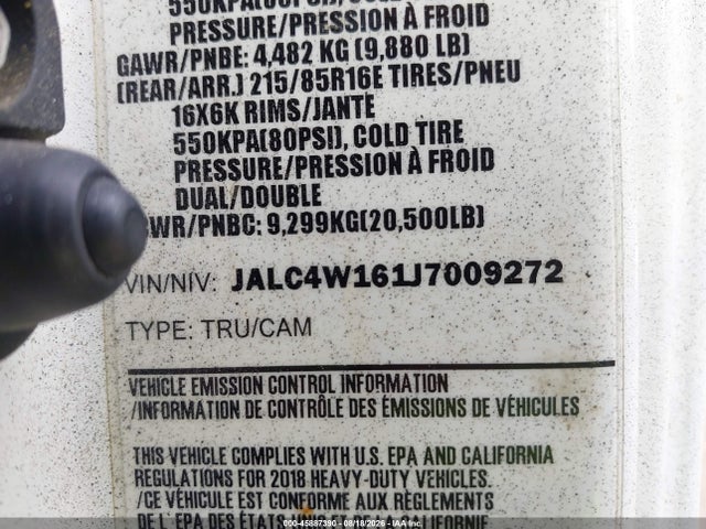 45887390 :رقم المزاد ، JALC4W161J7009272 vin ، 2018 Isuzu Npr Hd مزاد بيع