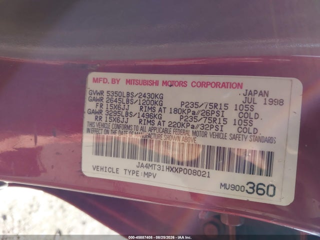 Продажа на аукционе авто 1999 Mitsubishi Montero Sport Ls/xls, vin: JA4MT31HXXP008021, номер лота: 45887408