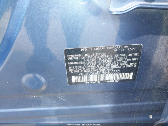 2021 Subaru Forester მანქანა იყიდება აუქციონზე, vin: JF2SKADC7MH485582, აუქციონის ნომერი: 45887424