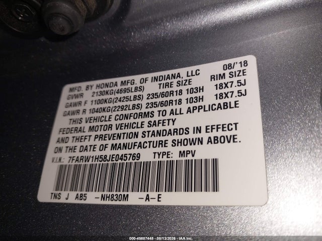 Honda CR-V EX 2018 7FARW1H58JE045769 Image 9