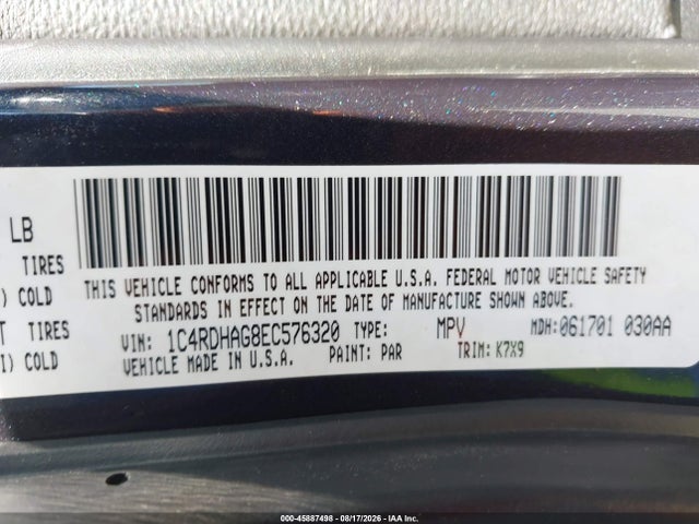 45887498 :رقم المزاد ، 1C4RDHAG8EC576320 vin ، 2014 Dodge Durango Sxt مزاد بيع