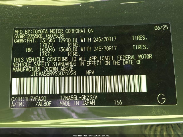 JTEVA5BR9S5035228 Toyota 4RUNNER SR5