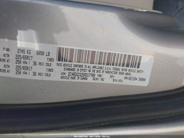 45887548 :رقم المزاد ، 2C4RDGCG2GR317789 vin ، 2016 Dodge Grand Caravan Sxt مزاد بيع