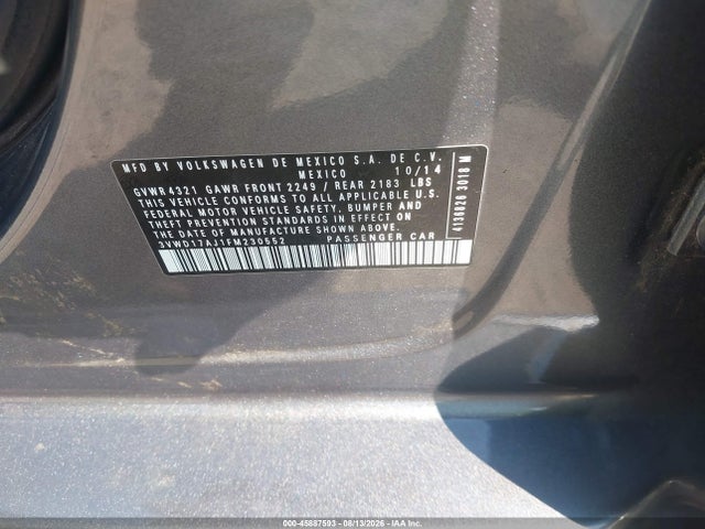 45887593 :رقم المزاد ، 3VWD17AJ1FM230552 vin ، 2015 Volkswagen Jetta 1.8t Se مزاد بيع
