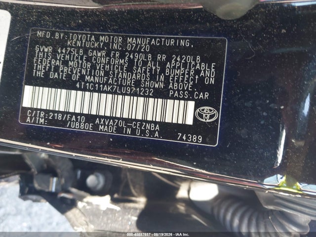 Aukcja sprzedaży 2020 Toyota Camry Le, vin: 4T1C11AK7LU971232, numer aukcji: 45887657