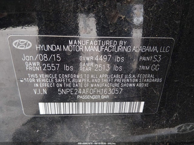 Hyundai SONATA SE 2015 5NPE24AF0FH163057 Image 9