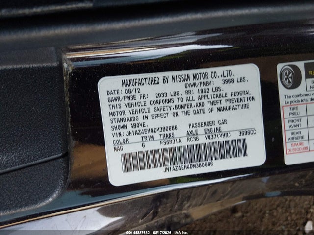 Продажа на аукционе авто 2013 Nissan 370z, vin: JN1AZ4EH4DM380686, номер лота: 45887682