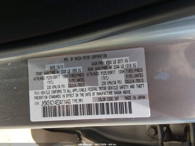 Auction sale of the 2014 Mazda Cx-5 Touring, vin: JM3KE4CY4E0411449, lot number: 45887697