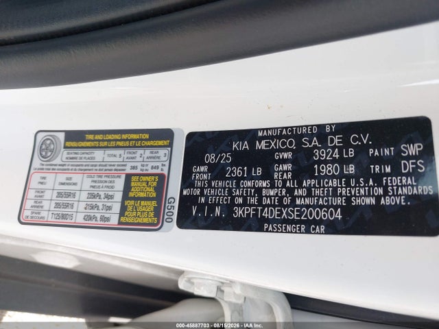 45887703 :رقم المزاد ، 3KPFT4DEXSE200604 vin ، 2025 Kia K4 Lxs مزاد بيع
