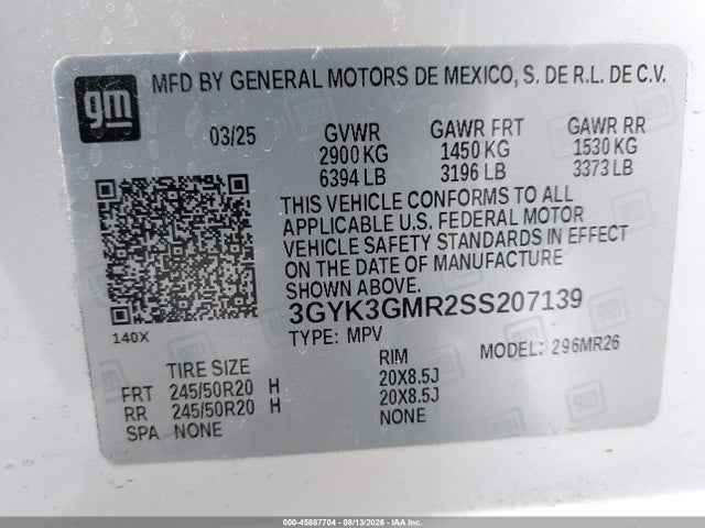 Продаж на аукціоні авто 2025 Cadillac Optiq Sport 2 Awd, vin: 3GYK3GMR2SS207139, номер лоту: 45887704