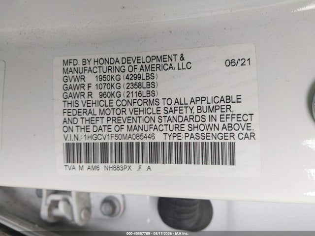 Honda Accord Ex-l 2021 1HGCV1F50MA085446 Image 9