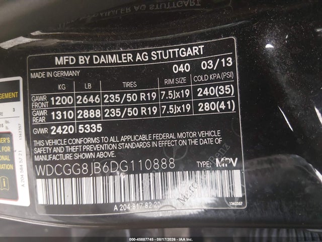 Aukcja sprzedaży 2013 Mercedes-benz Glk 350 4matic, vin: WDCGG8JB6DG110888, numer aukcji: 45887745