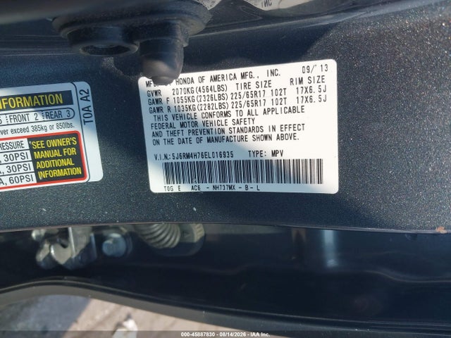 Aukcja sprzedaży 2014 Honda Cr-v Ex-l, vin: 5J6RM4H76EL016935, numer aukcji: 45887830