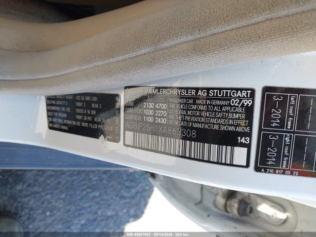 Aukcja sprzedaży 1999 Mercedes-benz E 300 Diesel, vin: WDBJF25H1XA863308, numer aukcji: 45887892