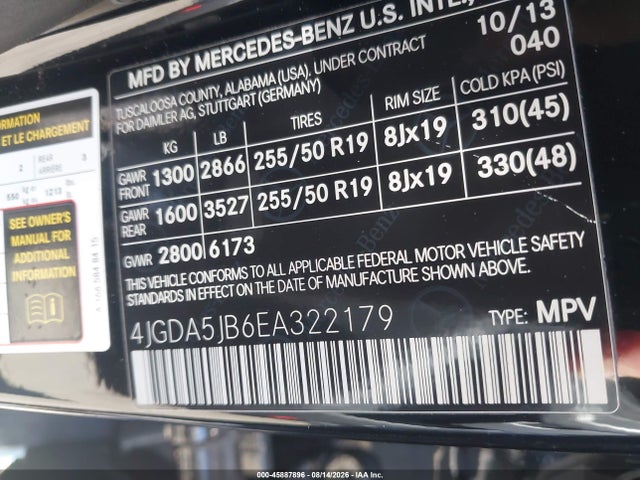 4JGDA5JB6EA322179 Mercedes-Benz ML 350