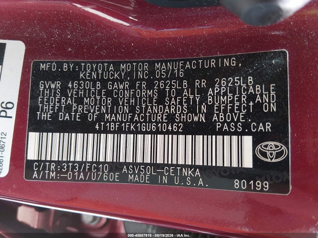 Toyota CAMRY LE 2016 4T1BF1FK1GU610462 Image 9