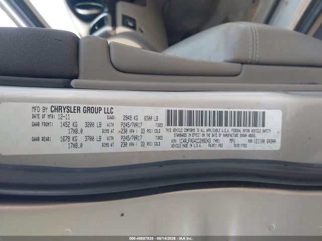Продажа на аукционе авто 2012 Jeep Grand Cherokee Laredo, vin: 1C4RJFAG4CC208243, номер лота: 45887926