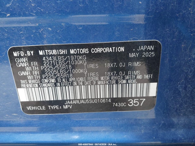 Продаж на аукціоні авто 2025 Mitsubishi Outlander Sport 2.0 Es Awc/2.0 Le Awc/2.0 S Awc/2.0 Se Awc/2.0 Trail Edition Awc, vin: JA4ARUAU5SU010614, номер лоту: 45887944