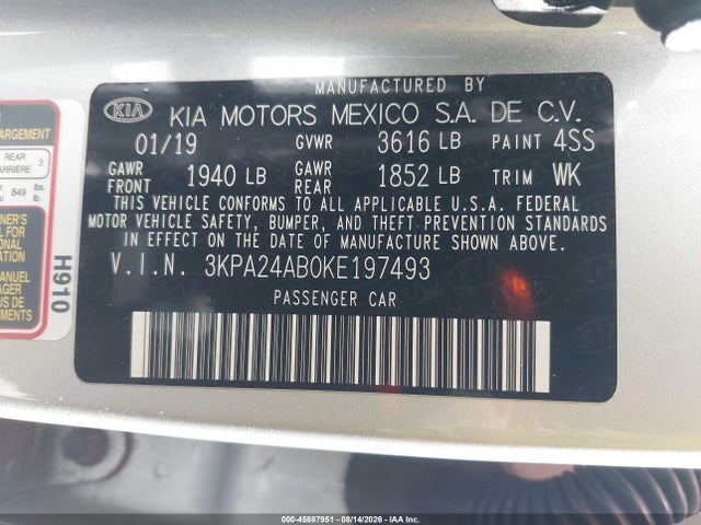 KIA RIO S 2019 3KPA24AB0KE197493 Image 9