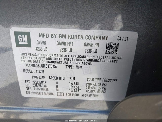 Продаж на аукціоні авто 2021 Buick Encore Gx Fwd Select, vin: KL4MMDSL6MB175457, номер лоту: 45887953