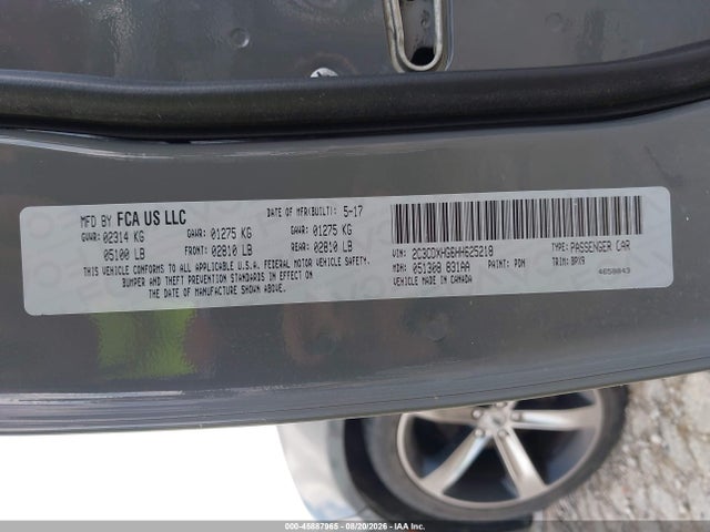 45887965 :رقم المزاد ، 2C3CDXHG6HH625218 vin ، 2017 Dodge Charger Sxt Rwd مزاد بيع