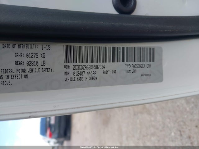 Продаж на аукціоні авто 2019 Dodge Challenger Sxt, vin: 2C3CDZAG8KH587634, номер лоту: 45888035