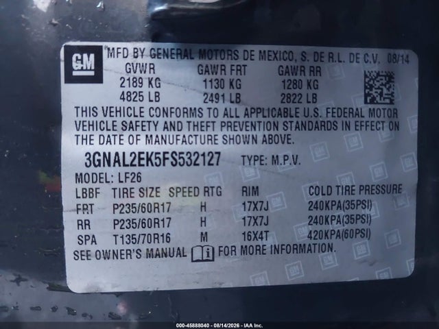 3GNAL2EK5FS532127 Chevrolet Captiva Sport Fleet Ls