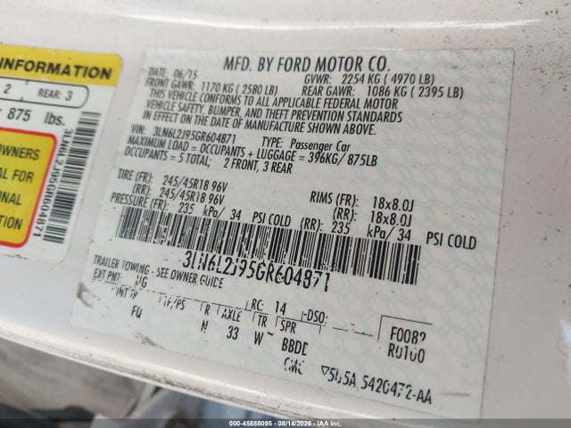 Продаж на аукціоні авто 2016 Lincoln Mkz, vin: 3LN6L2J95GR604871, номер лоту: 45888095
