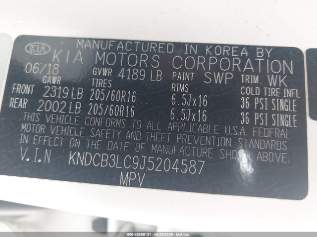 2018 Kia Niro Lx მანქანა იყიდება აუქციონზე, vin: KNDCB3LC9J5204587, აუქციონის ნომერი: 45888131