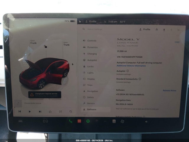 Продаж на аукціоні авто 2023 Tesla Model Y Awd/long Range Dual Motor All-wheel Drive, vin: 7SAYGDEEXPF714596, номер лоту: 45888165