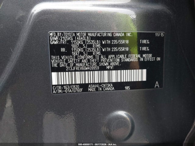 Toyota RAV4 SE 2016 2T3JFREV6GW409959 Image 9