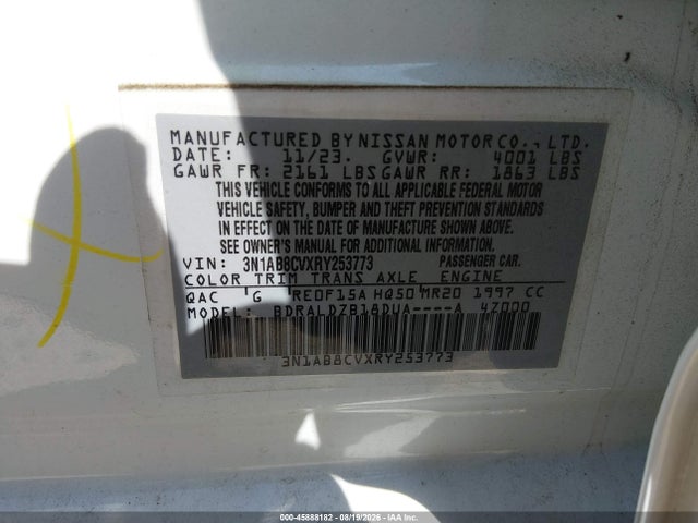 2024 Nissan Sentra Sv Xtronic Cvt მანქანა იყიდება აუქციონზე, vin: 3N1AB8CVXRY253773, აუქციონის ნომერი: 45888182