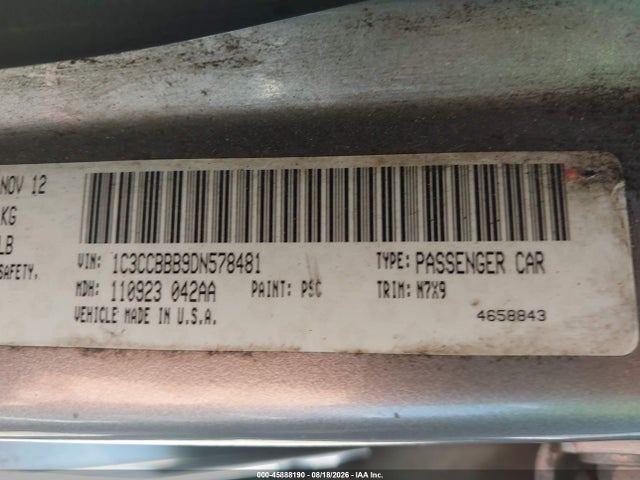 45888190 :رقم المزاد ، 1C3CCBBB9DN578481 vin ، 2013 Chrysler 200 Touring مزاد بيع