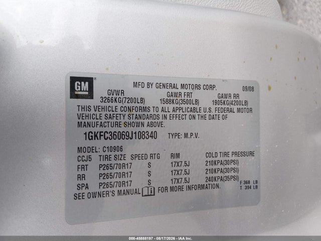 Продаж на аукціоні авто 2009 Gmc Yukon Xl Slt W/4sb, vin: 1GKFC36069J108340, номер лоту: 45888197