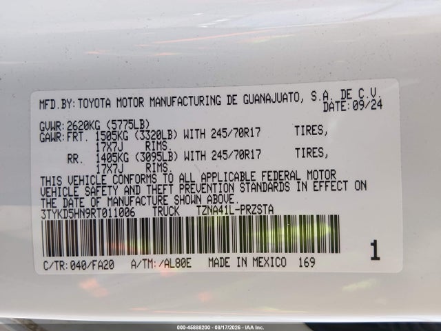 Toyota Tacoma Sr 2024 3TYKD5HN9RT011006 Image 9