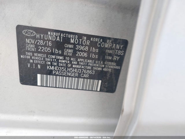 Продажа на аукционе авто 2017 Hyundai Elantra Gt, vin: KMHD35LH5HU376863, номер лота: 45888265