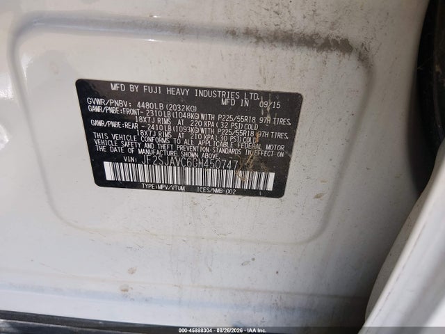 JF2SJAVC6GH450747 Subaru Forester 2.5i Touring